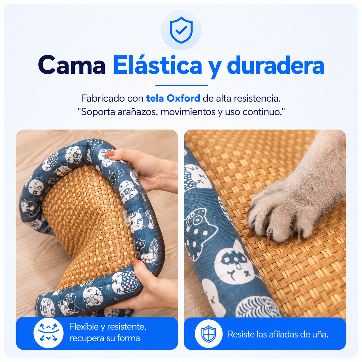 Alfombrilla de ratán para el verano: cojín transpirable y resistente a la humedad. Para perros y gatos.