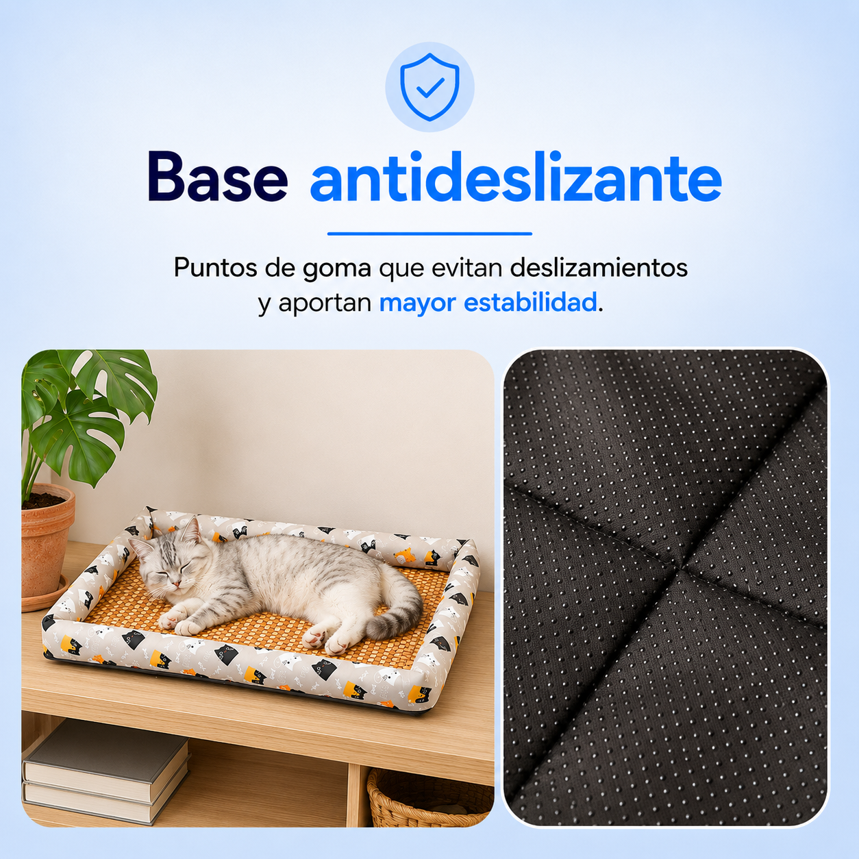 Alfombrilla de ratán para el verano: cojín transpirable y resistente a la humedad. Para perros y gatos.