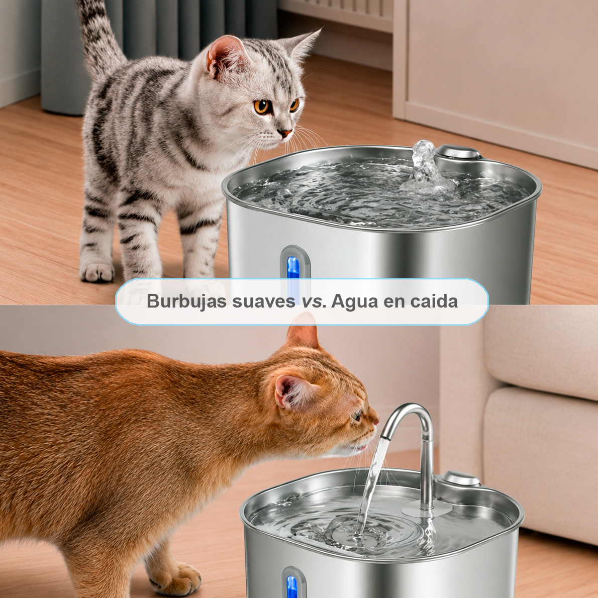 Fuente Automática de Acero Inoxidable 2.2L para Perros y Gatos