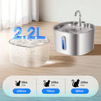 Fuente Automática de Acero Inoxidable 2.2L para Perros y Gatos