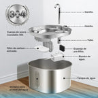 Fuente Automática de Acero Inoxidable 2.2L para Perros y Gatos