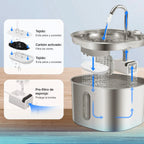 Fuente Automática de Acero Inoxidable 2.2L para Perros y Gatos