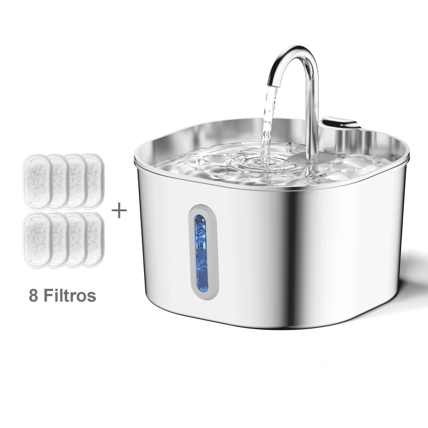 Fuente Automática de Acero Inoxidable 2.2L para Perros y Gatos